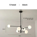 Elegant black gold glass ball chandelier living room light