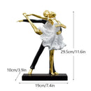 Elegant black & white ballet dance girl double statue living room decor