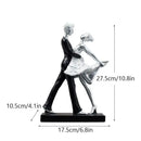 Elegant black & white ballet dance girl double statue living room decor