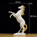 Elegant black & white golden horse animal sculpture living room decor