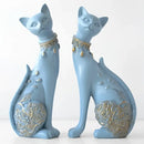 Elegant blue and gold decorbites cat statue living room decor
