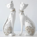 Elegant blue and gold decorbites cat statue living room decor