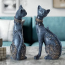Elegant blue and gold decorbites cat statue living room decor