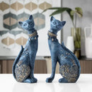 Elegant blue and gold decorbites cat statue living room decor