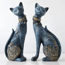 Elegant blue and gold decorbites cat statue living room decor