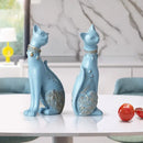 Elegant blue and gold decorbites cat statue living room decor
