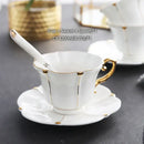 Elegant bone china tea set with gold trim for dining room