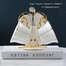 Elegant bone china tea set with gold trim for dining room