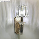 Elegant brass and crystal tapered cone sconce light for bedroom