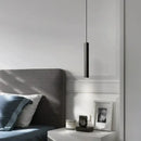 Elegant brass pendant light – dining room matte black cylindrical design
