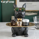 Elegant bulldog figurine coin bank serving tray living room decor