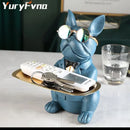 Elegant bulldog figurine coin bank serving tray living room decor