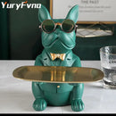 Elegant bulldog figurine coin bank serving tray living room decor