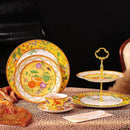 Elegant butterfly kitchen tableware set yellow porcelain floral design