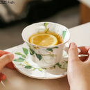 DecorBites™ Camellia Porcelain Cup & Saucer Set - Elegant Tableware Coffee Mug for Afternoon Tea