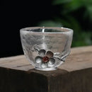 Elegant carved tin glass tea cup set dining room glassware