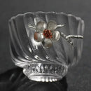 Elegant carved tin glass tea cup set dining room glassware
