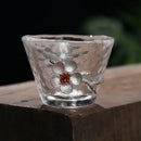 Elegant carved tin glass tea cup set dining room glassware