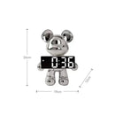 Elegant chrome bear clock ornament living room digital display