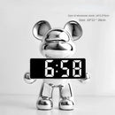 Elegant chrome bear clock ornament living room digital display
