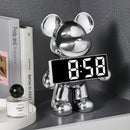 Elegant chrome bear clock ornament living room digital display