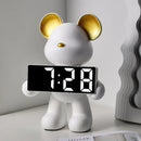 Elegant chrome bear clock ornament living room digital display