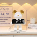 Elegant chrome bear clock ornament living room digital display