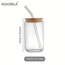 Elegant clear glass bubble tea cup set with bamboo lid dining room