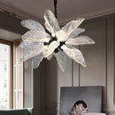 Elegant copper chandelier light for dining room leaf glass petals