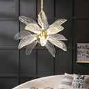 Elegant copper chandelier light for dining room leaf glass petals