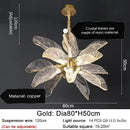 Elegant copper chandelier light for dining room leaf glass petals