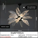 Elegant copper chandelier light for dining room leaf glass petals