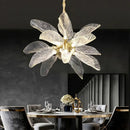 Elegant copper chandelier light for dining room leaf glass petals