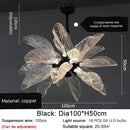 Elegant copper chandelier light for dining room leaf glass petals