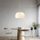 Elegant cream ribbed silk pendant light for dining room