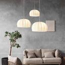 Elegant cream ribbed silk pendant light for dining room