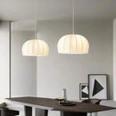 Elegant cream ribbed silk pendant light for dining room