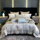Elegant cream satin floral 1200tc egyptian cotton bedding set bedroom