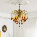 Elegant crystal ceiling chandelier amber & clear dining room