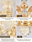 Elegant crystal chandelier gold living room lighting