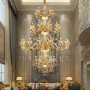 Elegant crystal chandelier gold tiered light for living room