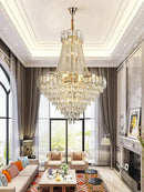 Elegant crystal chandelier led gold multi-tiered living room light