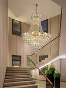 Elegant crystal chandelier led gold multi-tiered living room light