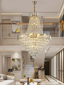 Elegant crystal chandelier led gold multi-tiered living room light