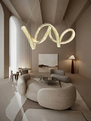 Elegant crystal chandelier modern gold spiral – living room light