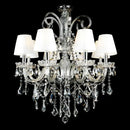 Elegant crystal chandelier with white shades for dining room