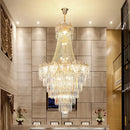 Elegant crystal duplex chandelier gold living room cascading glass