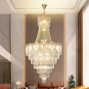 Elegant crystal duplex chandelier gold living room cascading glass