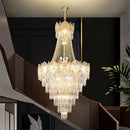 Elegant crystal duplex chandelier gold living room cascading glass