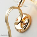 Elegant crystal gold wall lamp for bedroom with black fabric shade